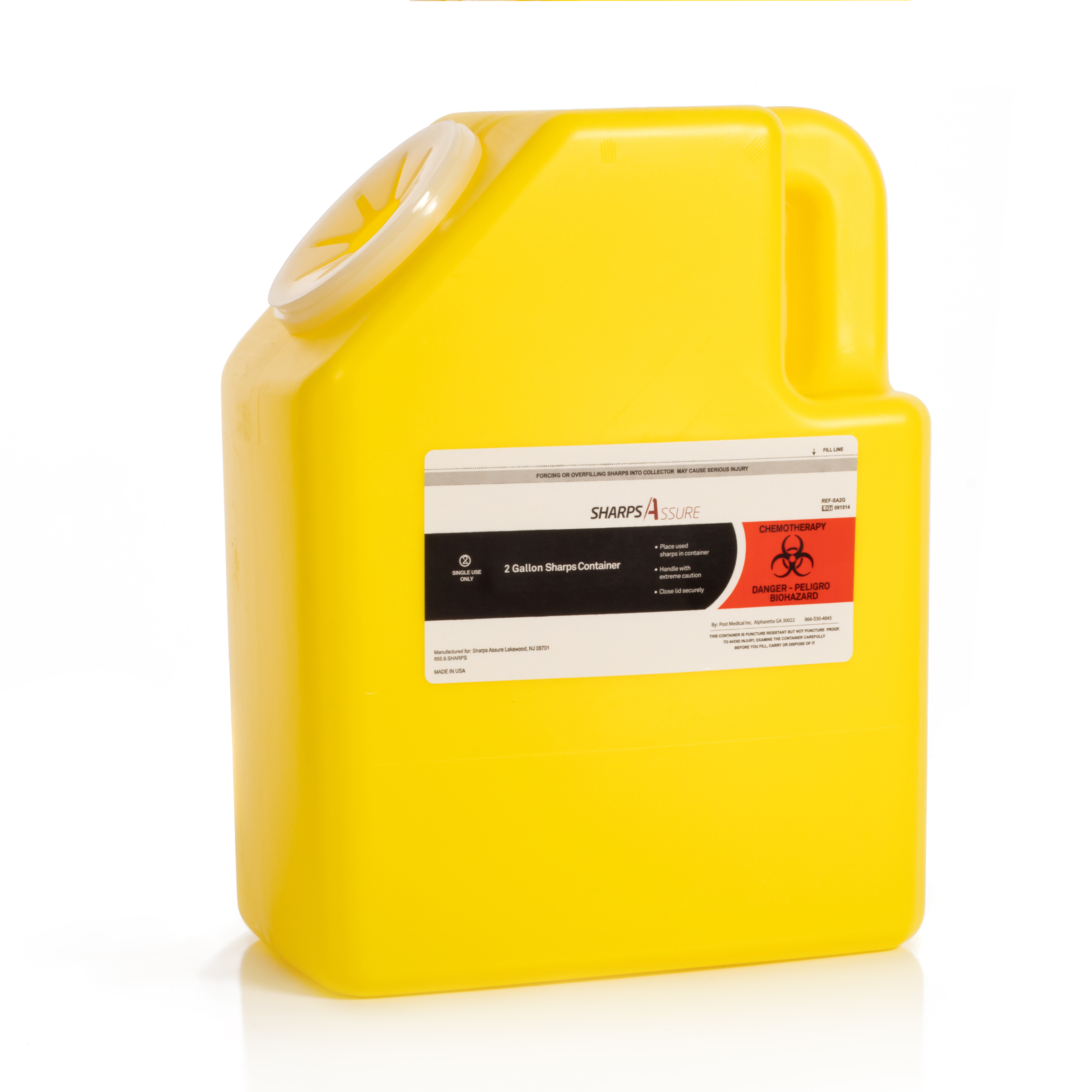 2 Gallon Chemotherapy Sharps Container Case of 8 Sharps Assure