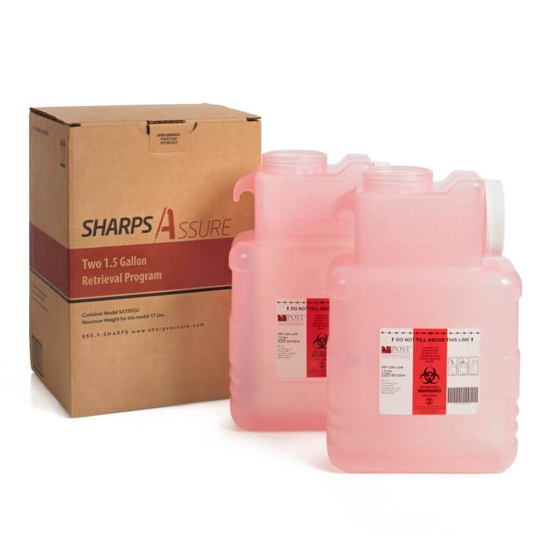 Two 1.5 Gallon Retrieval Program Sharps Assure